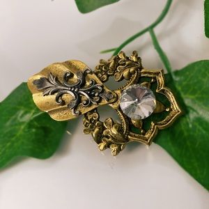 Beautiful, Unique Bronze & Silver Vintage Brooch